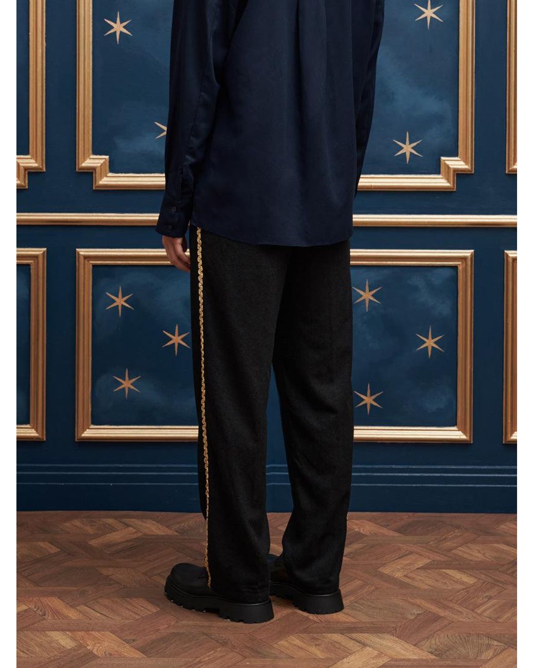 Sister Jane Blue Dylan Sequin Trim Trousers