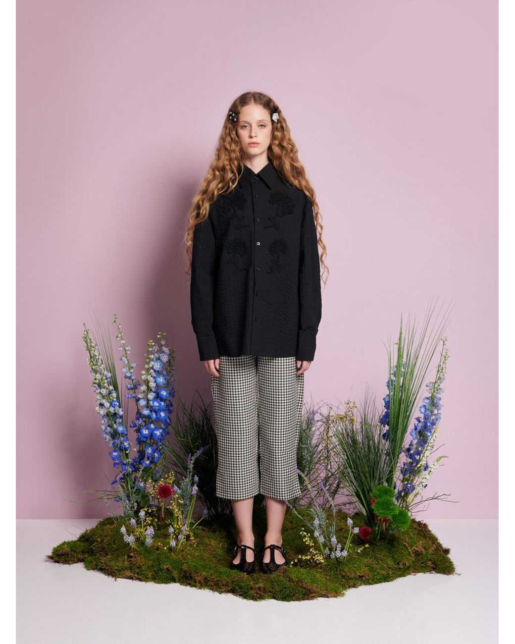 Sister Jane Blue Dorie Crochet Trim Shirt