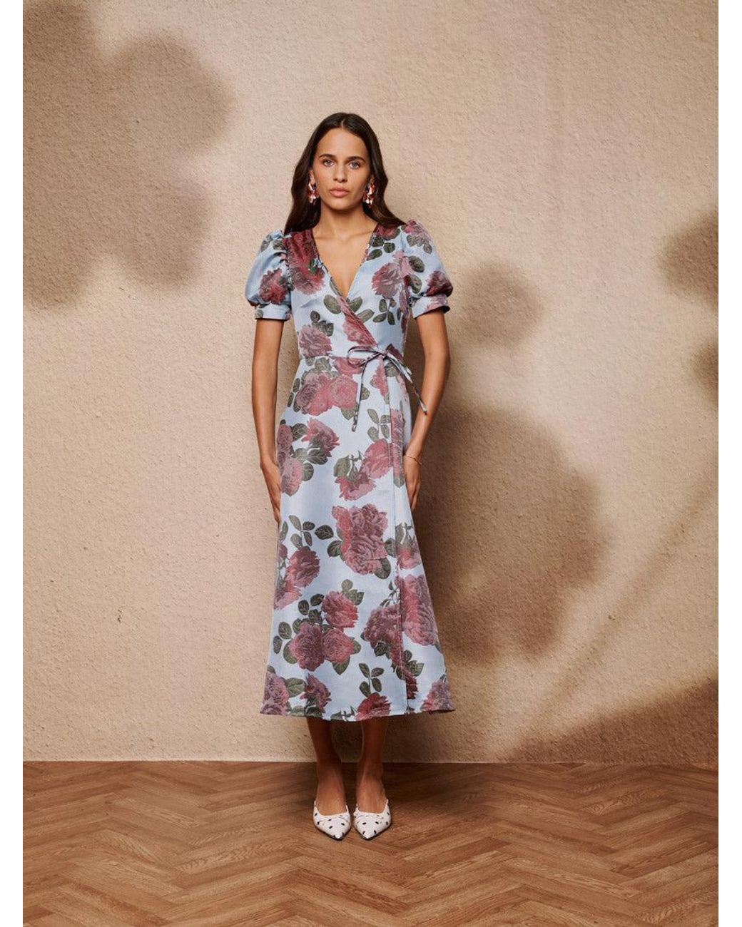 Sister Jane Brown Glowstate Jacquard Wrap Dress