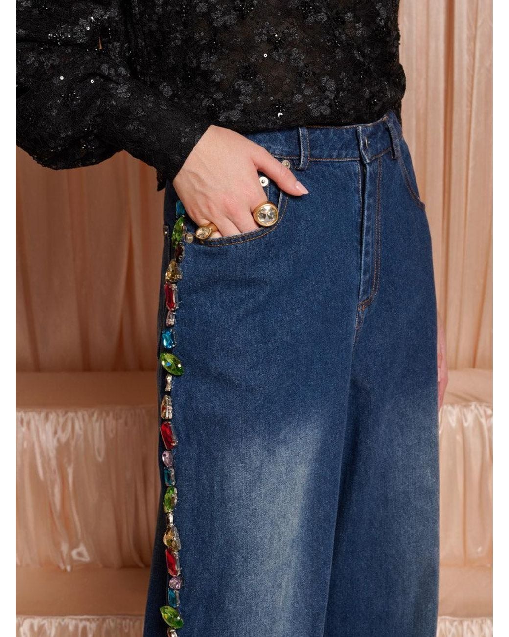 Sister Jane Blue Dream Jewels Trim Jeans