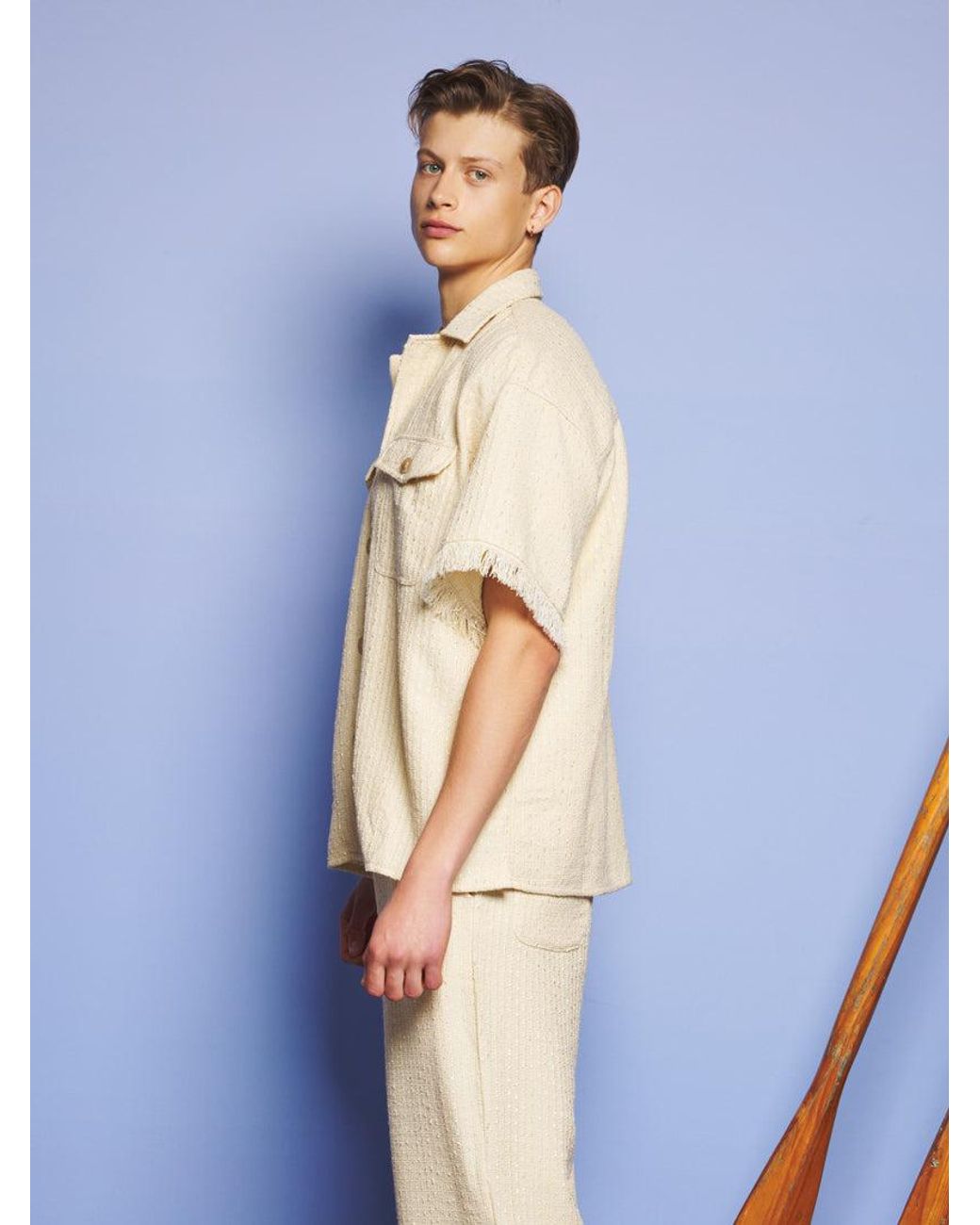 Sister Jane Blue Mountain Tweed Revere Collar Shirt