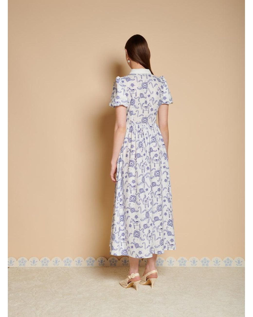 Sister Jane Natural Dala Print Midi Dress