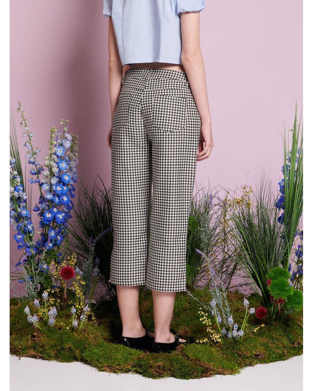 Sister Jane Gray Petal Houndstooth Capri Trousers