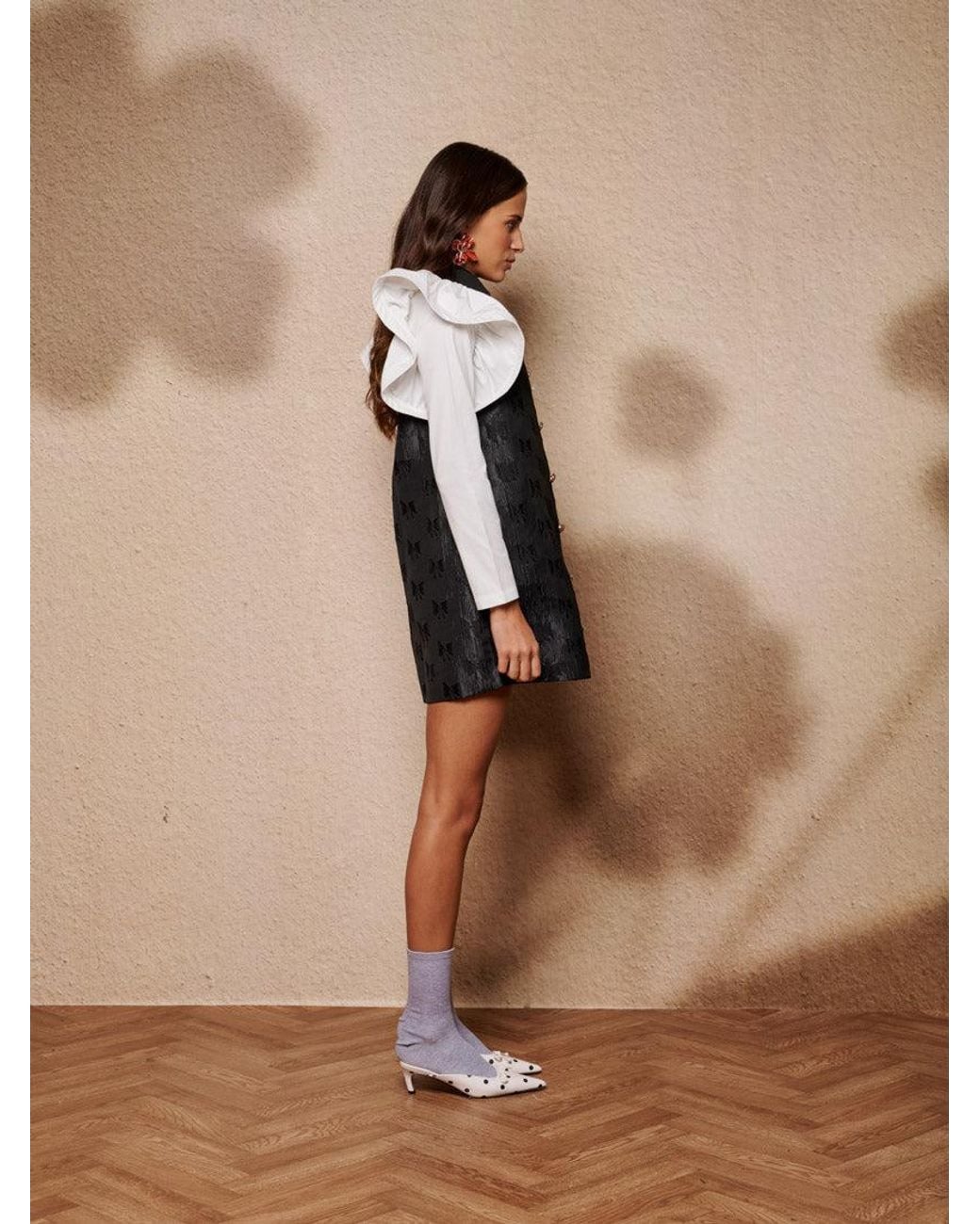 Sister Jane Black Afterglow Ruffle Mini Dress