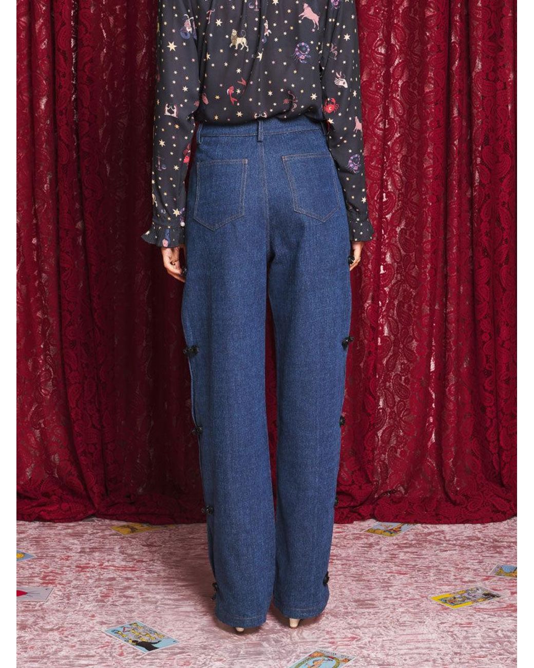Sister Jane Blue Celeste Frog Trim Jeans