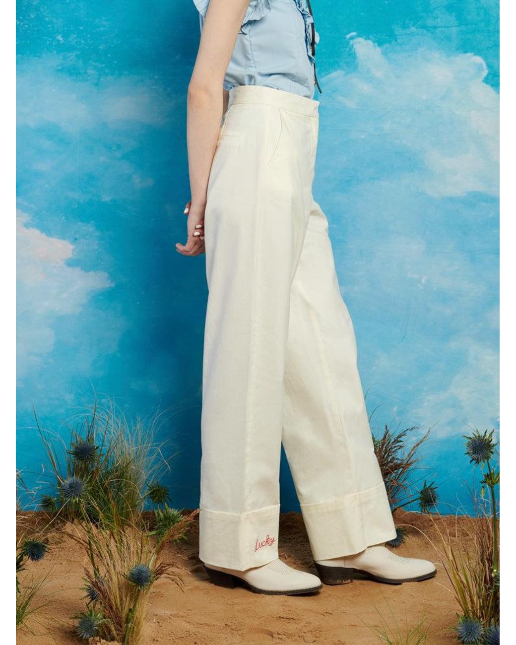 Sister Jane Blue Lucky Embroidered Trousers