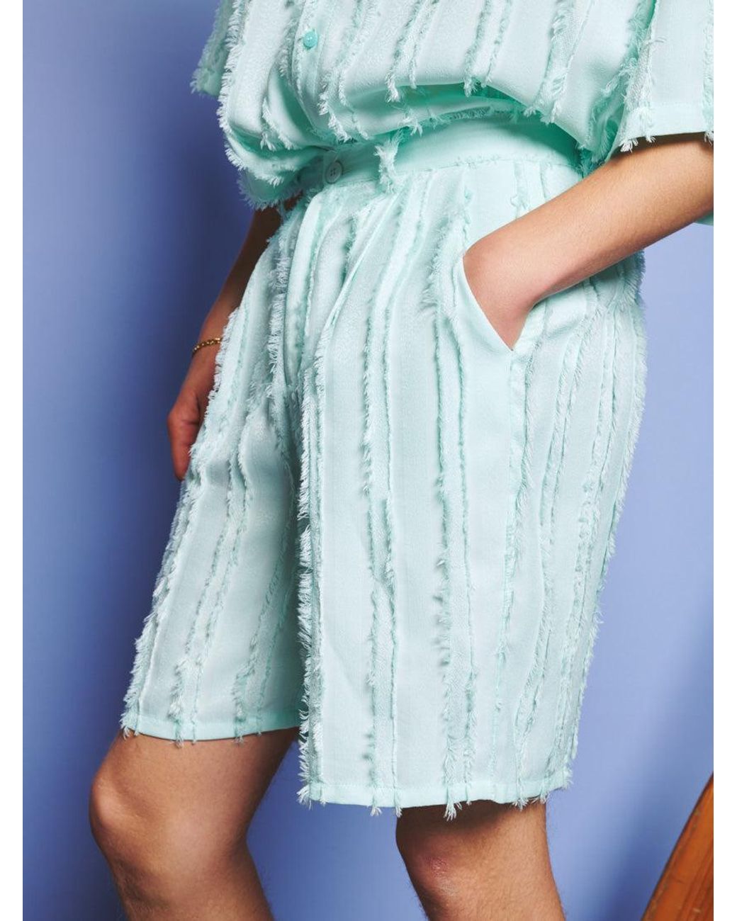 Sister Jane Blue Davy Frayed Bermuda Shorts