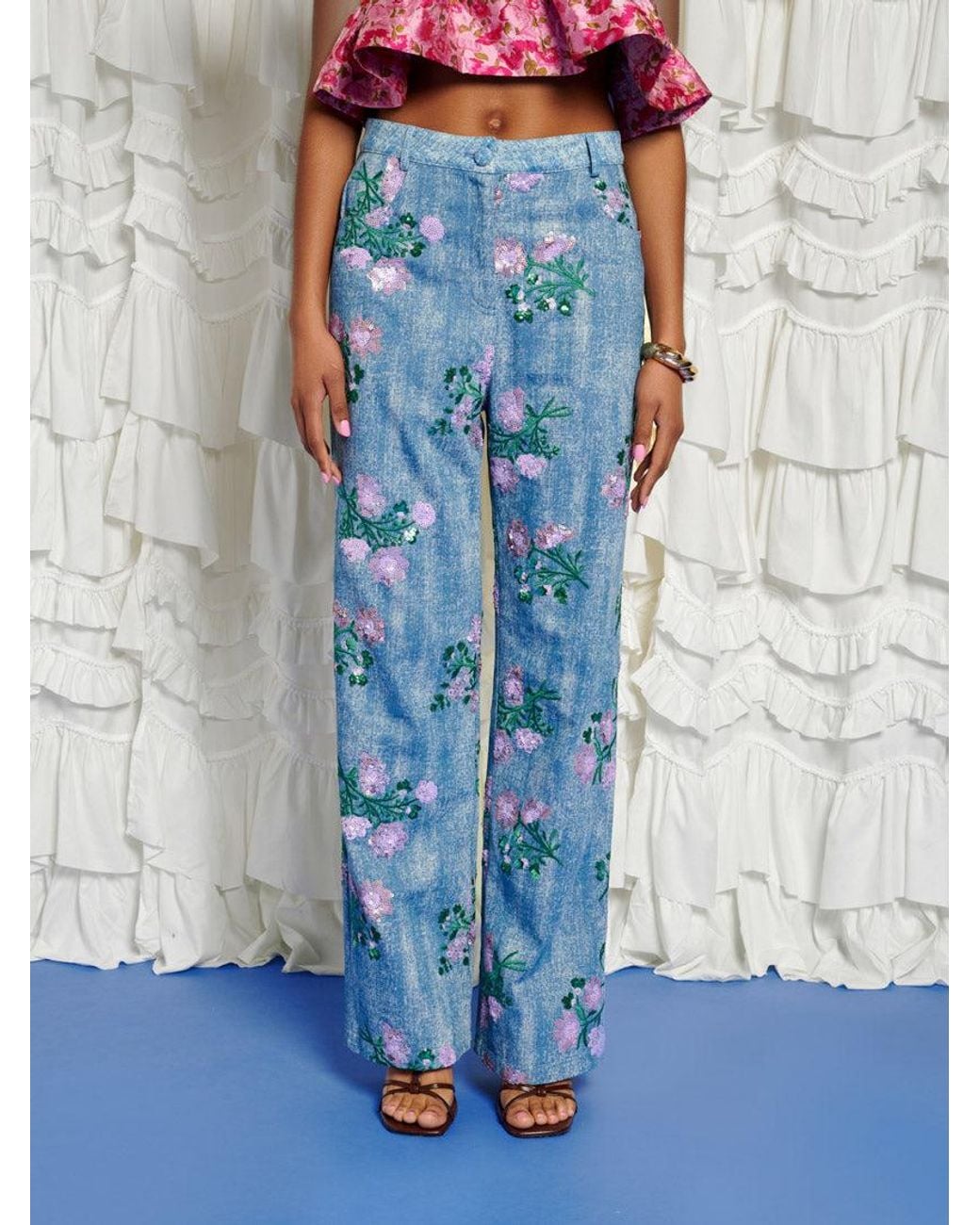 Sister Jane Blue Dream Azul Embellished Trousers