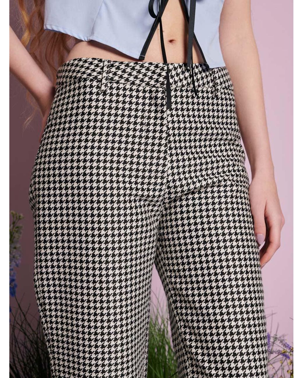 Sister Jane Gray Petal Houndstooth Capri Trousers