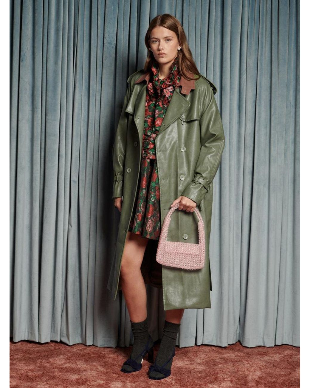Sister Jane Blue Scout Pu Trench Coat
