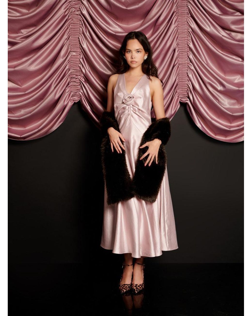 Sister Jane Black Muse Taffeta Midi Dress
