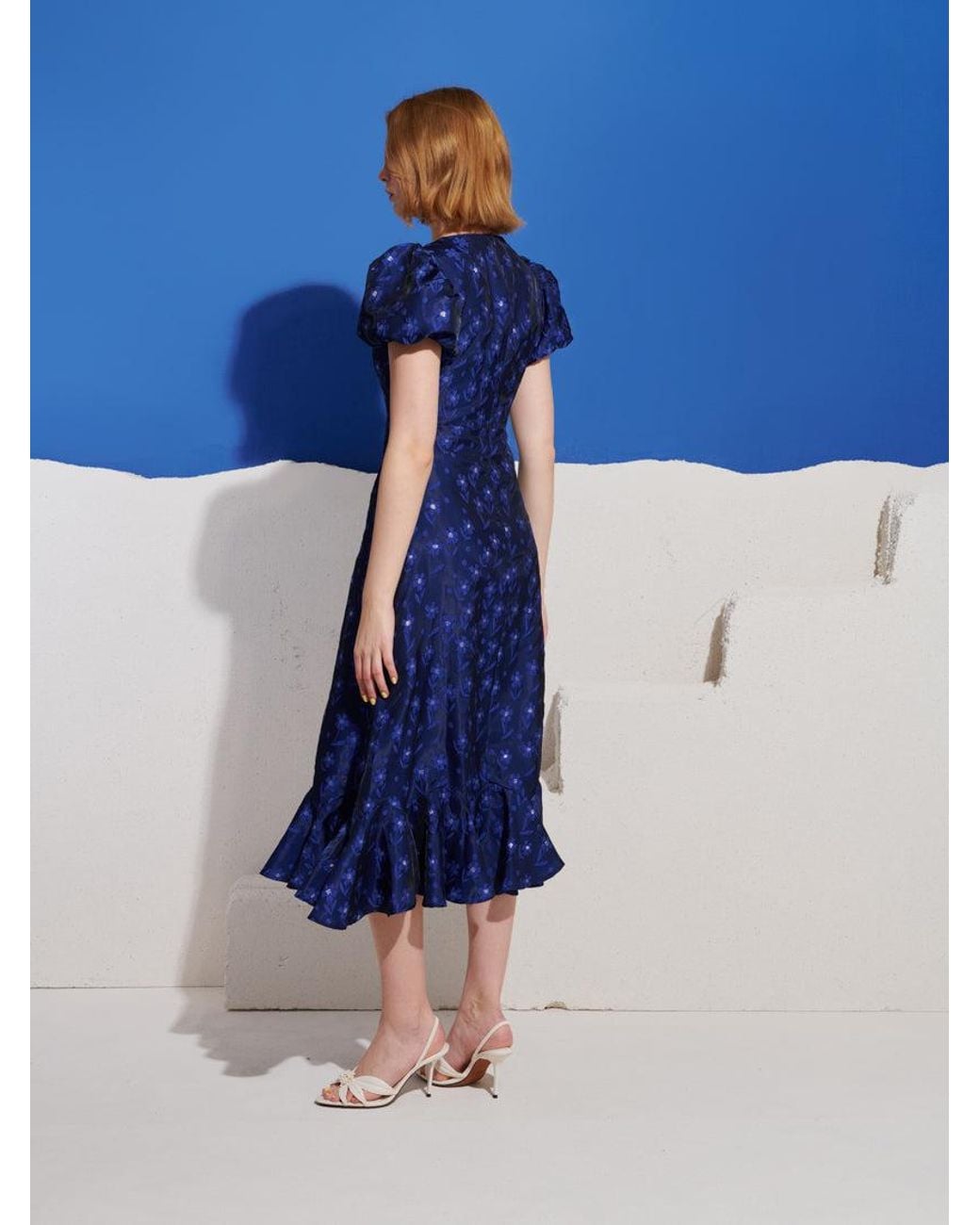 Sister Jane Blue Azure Jacquard Midi Dress