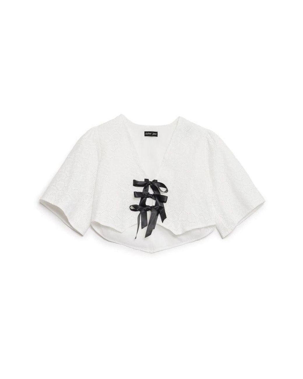 Sister Jane White Blanca Broderie Anglaise Top