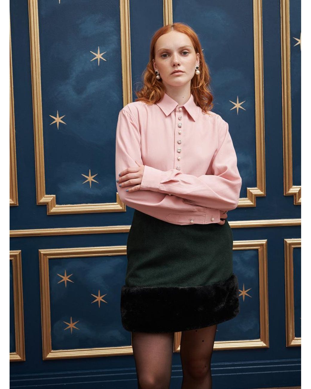 Sister Jane Blue Penny Bejewelled Placket Shirt