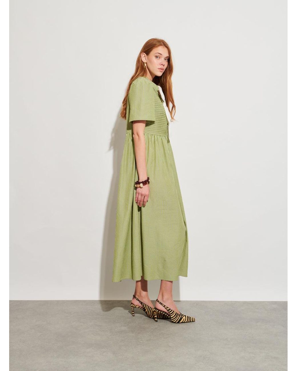 Sister Jane Green Ghospell Sali Stripe Tie Front Midi Dress