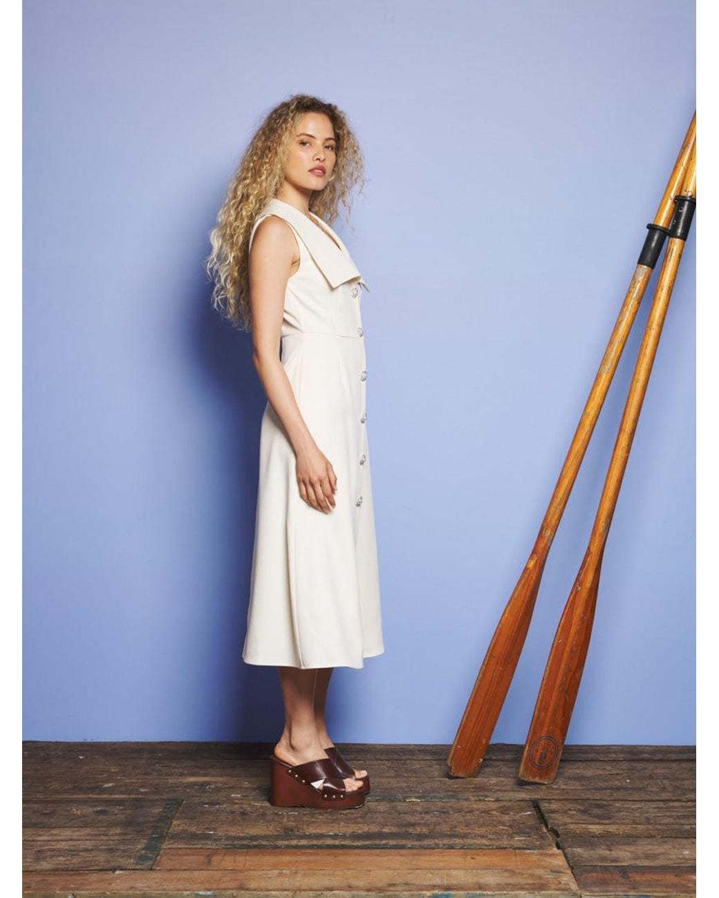 Sister Jane Blue Birdie Collared Midi Dress