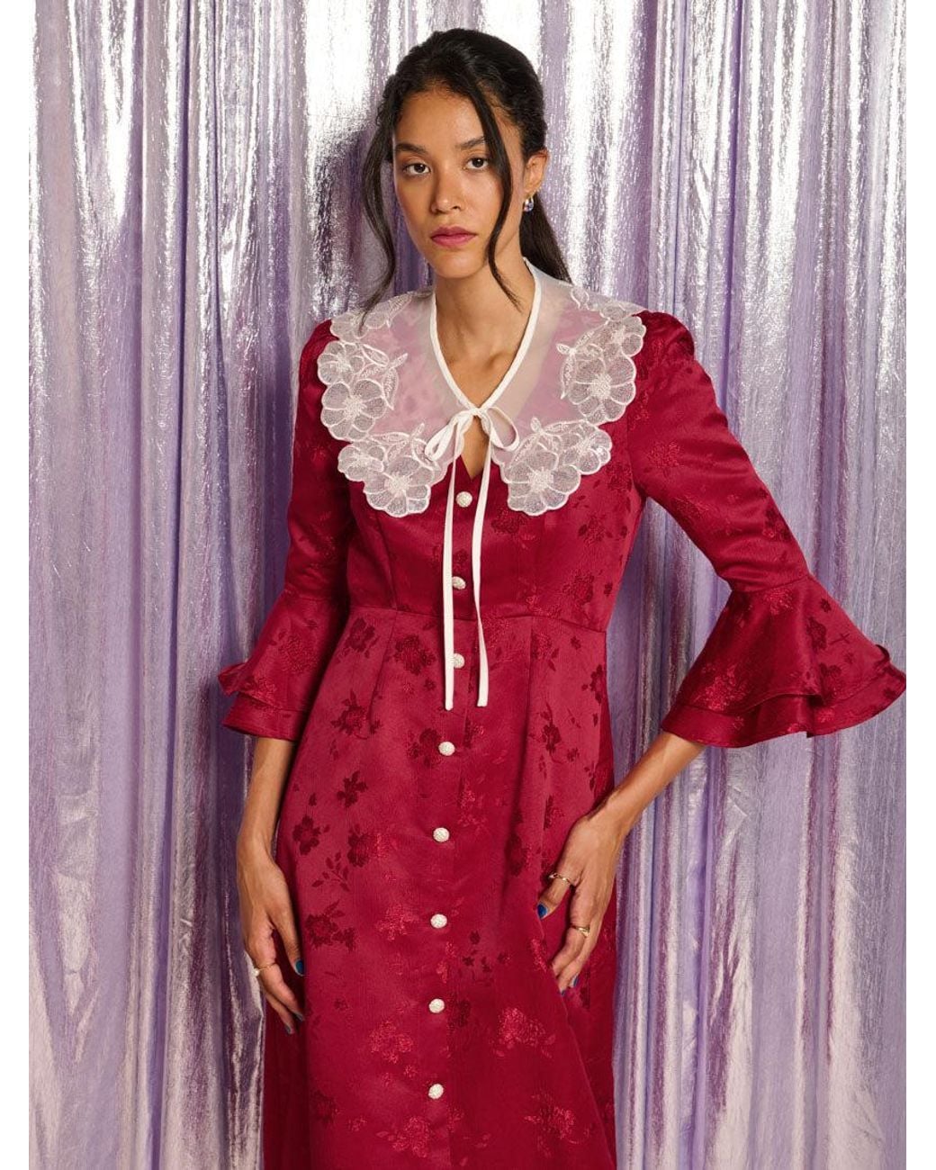 Sister Jane Pink Denver Jacquard Midi Dress