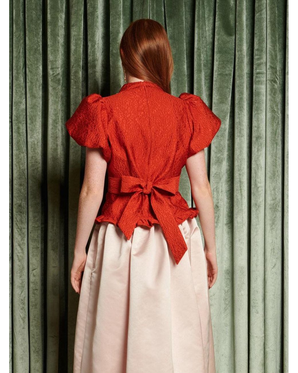 Sister Jane Red Dream Narrative Jacquard Top