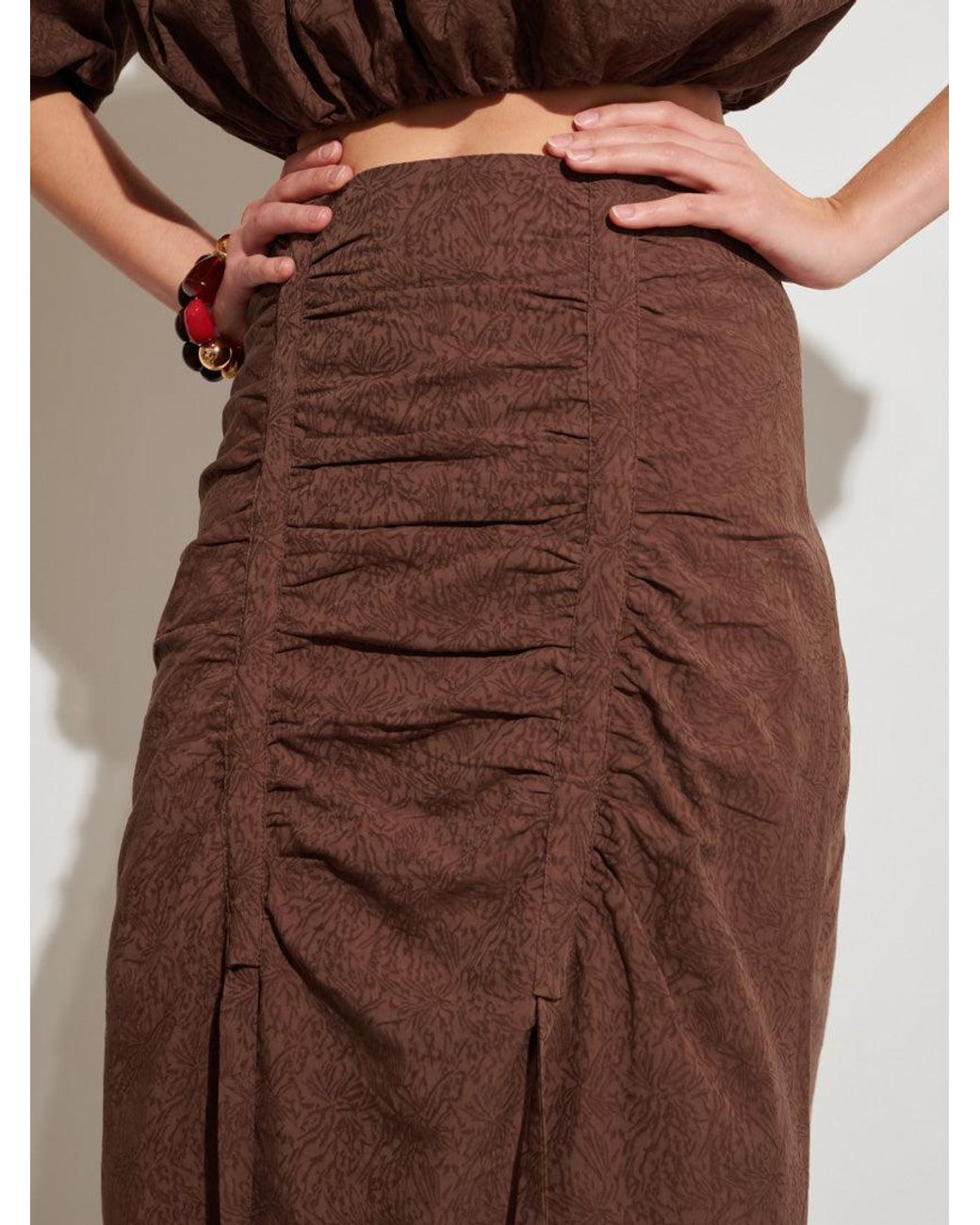 Sister Jane Brown Ghospell Tania Ruched Midi Skirt