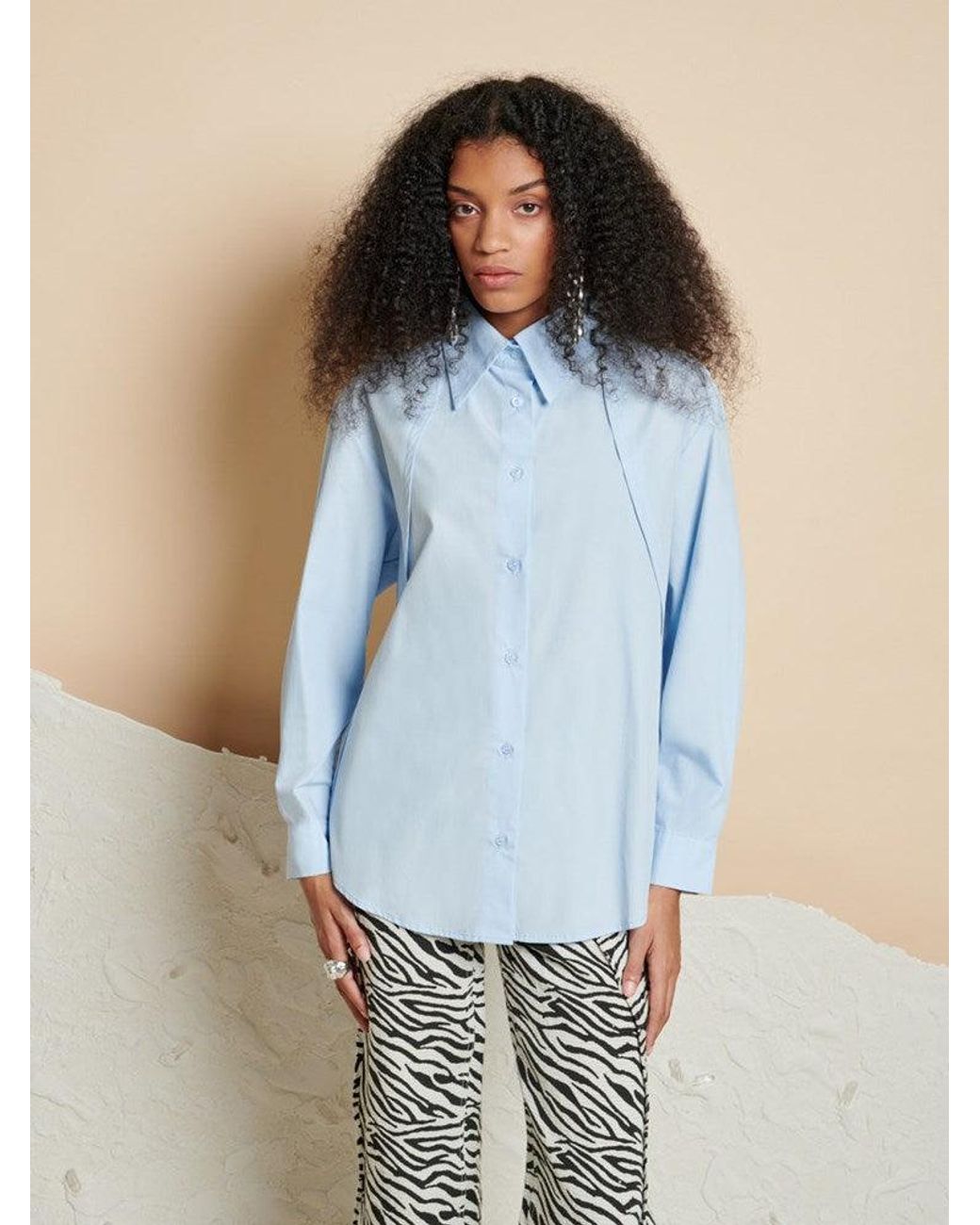 Sister Jane Blue Ghospell Nico Curved Seam Shirt