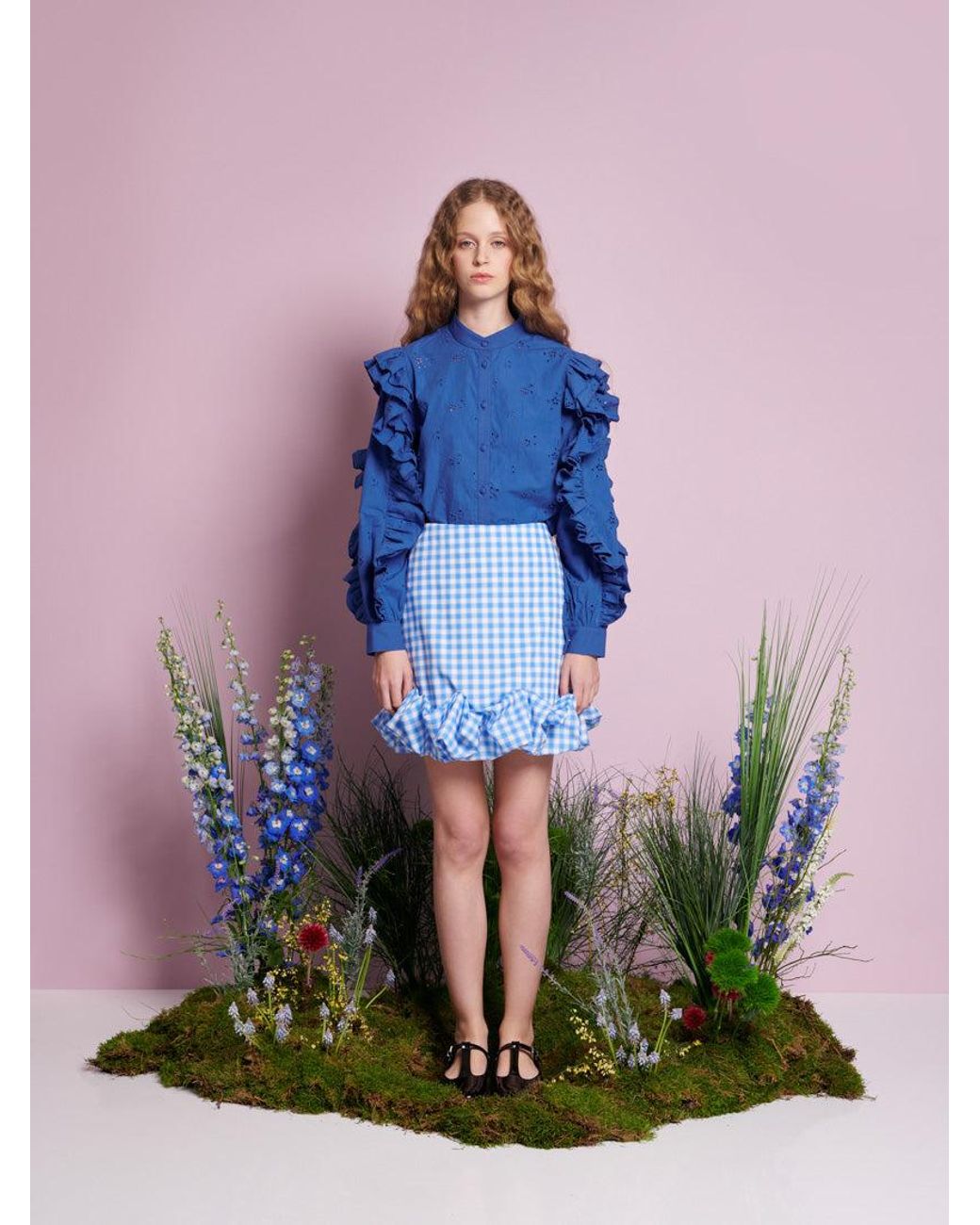 Sister Jane Blue Meadow Sage Ruffle Blouse