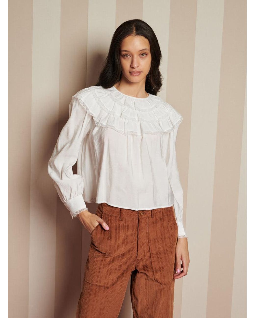 Sister Jane White Chamber Ruffle Top