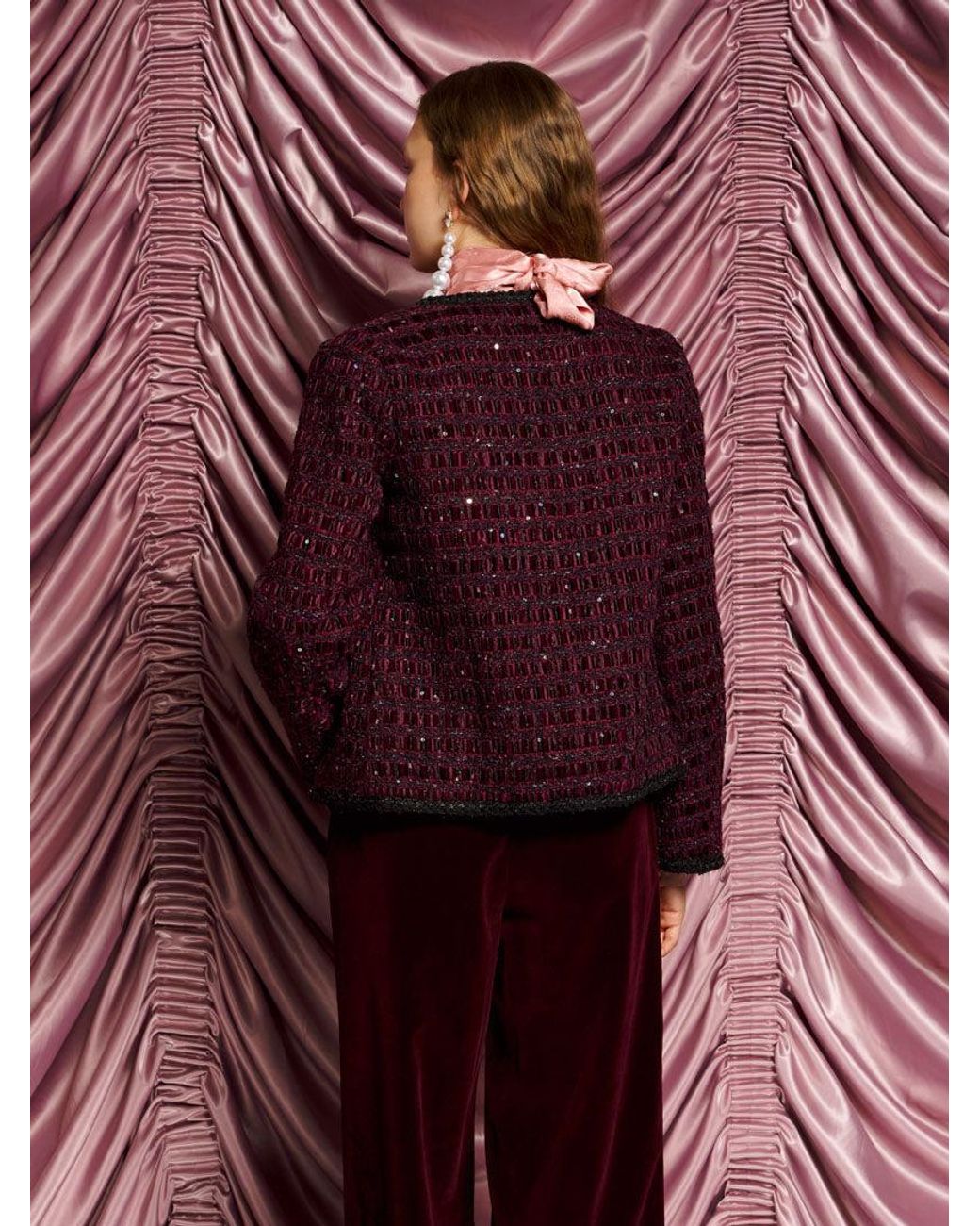 Sister Jane Red Dream Satine Velvet Tweed Jacket