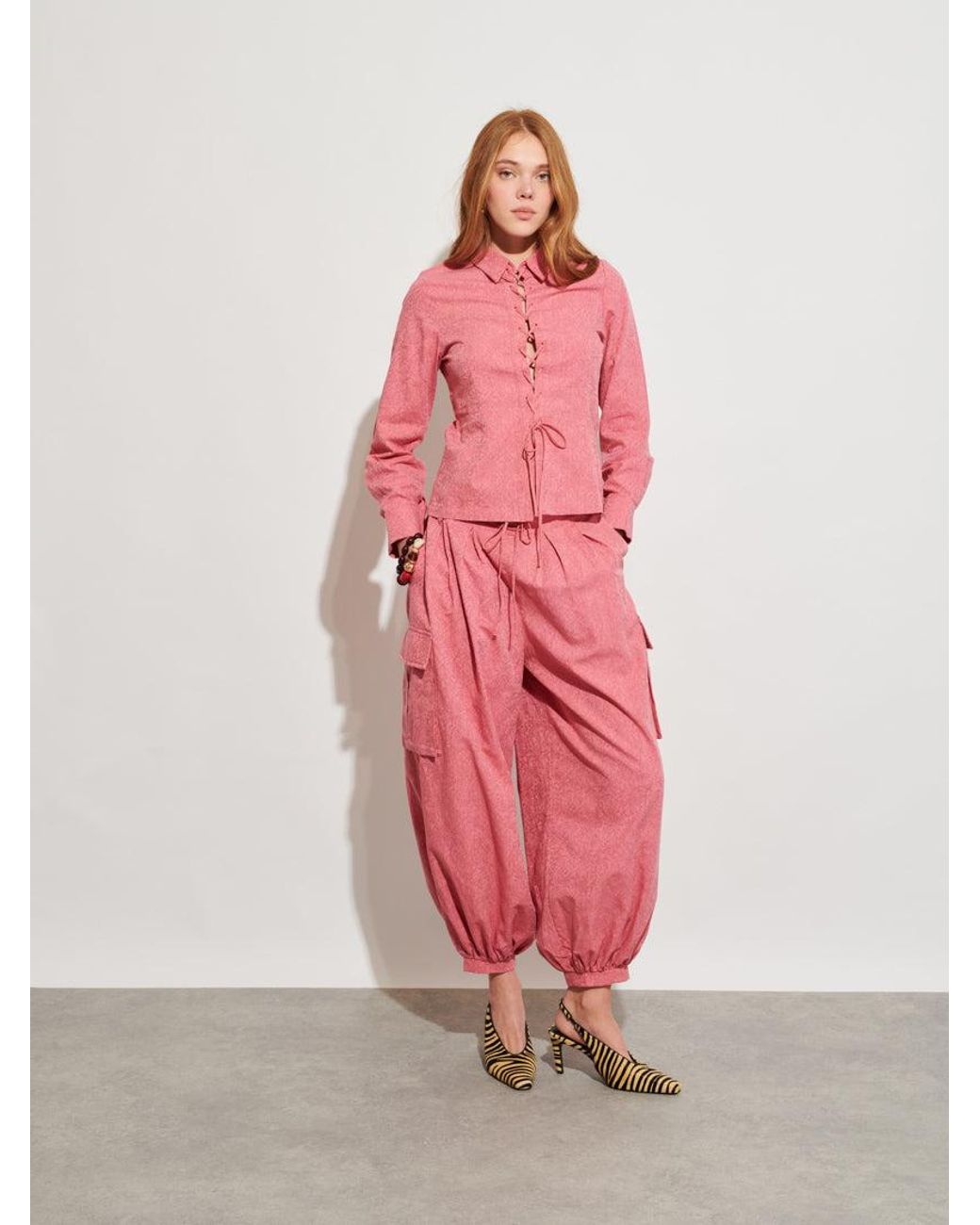 Sister Jane Pink Ghospell Mayra Tie Front Shirt