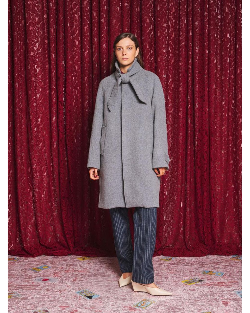 Sister Jane Red Morrigan Coat With Neck Tie