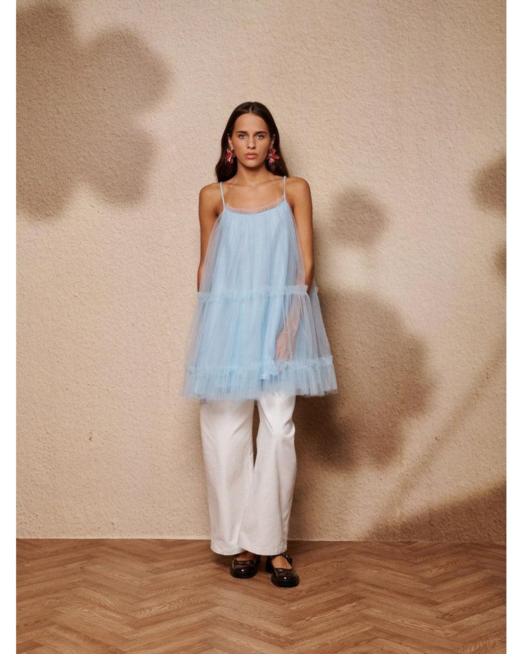 ワンピース sister jane Sway Tulle Ruffle Mini Dress Sister Jane Sway Tulle Ruffle Mini Dress in Blue | Lyst