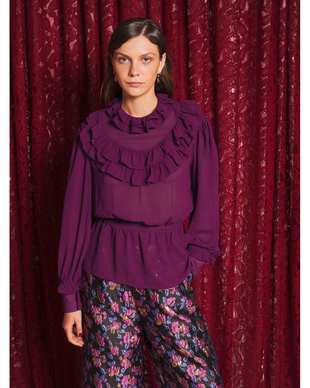 Sister Jane Purple Velora Ruffle Top
