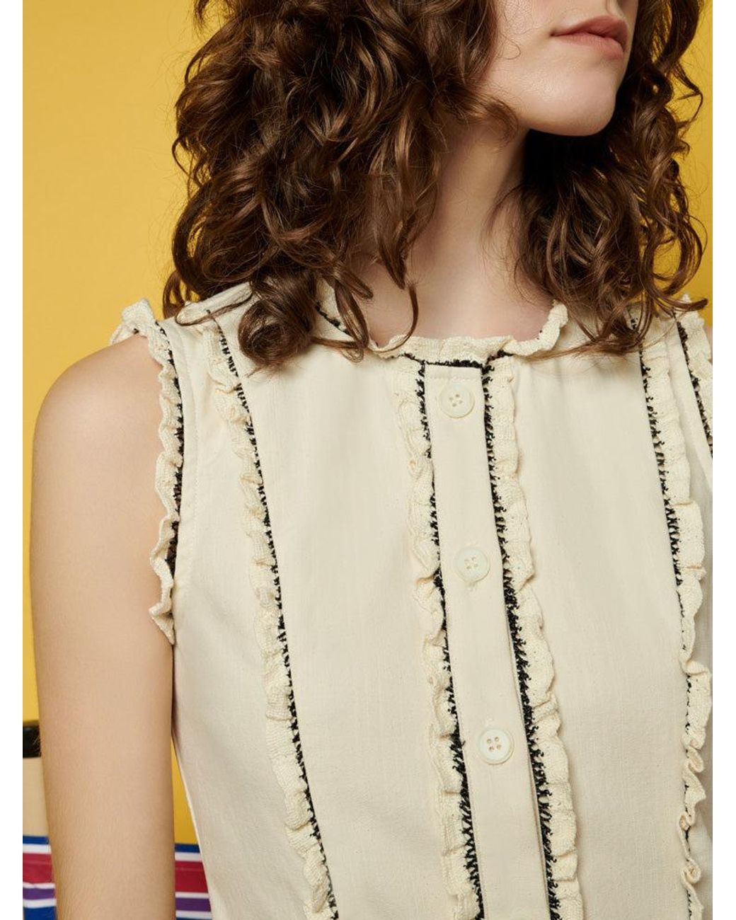 Sister Jane Yellow Ghospell Donna Trimmed Mini Dress