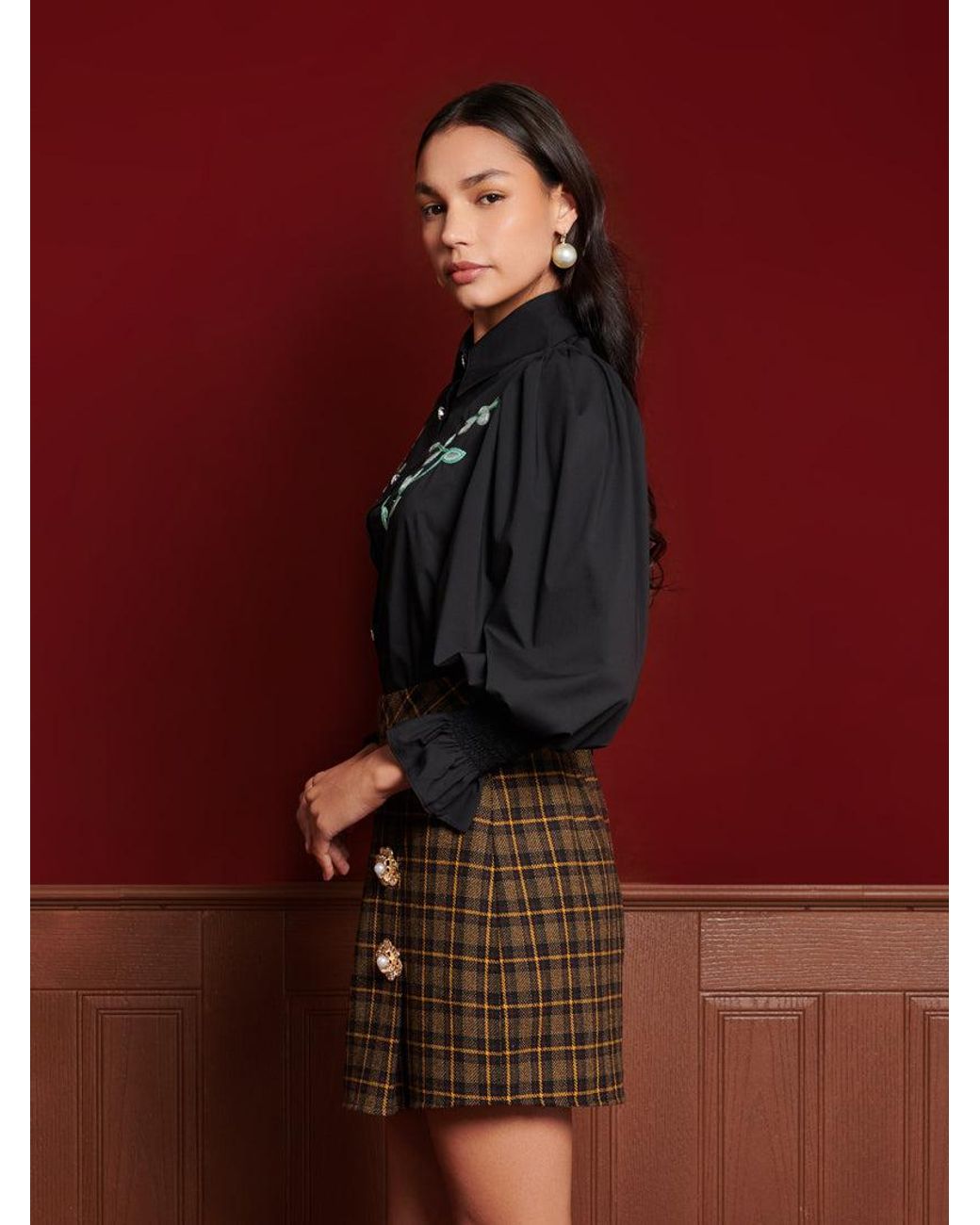 Sister Jane Red Dream Portrait Embroidery Shirt