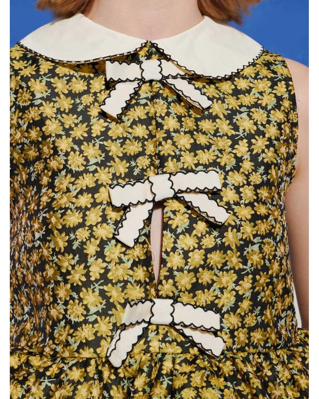 Sister Jane Blue Olive Jacquard Peplum Top