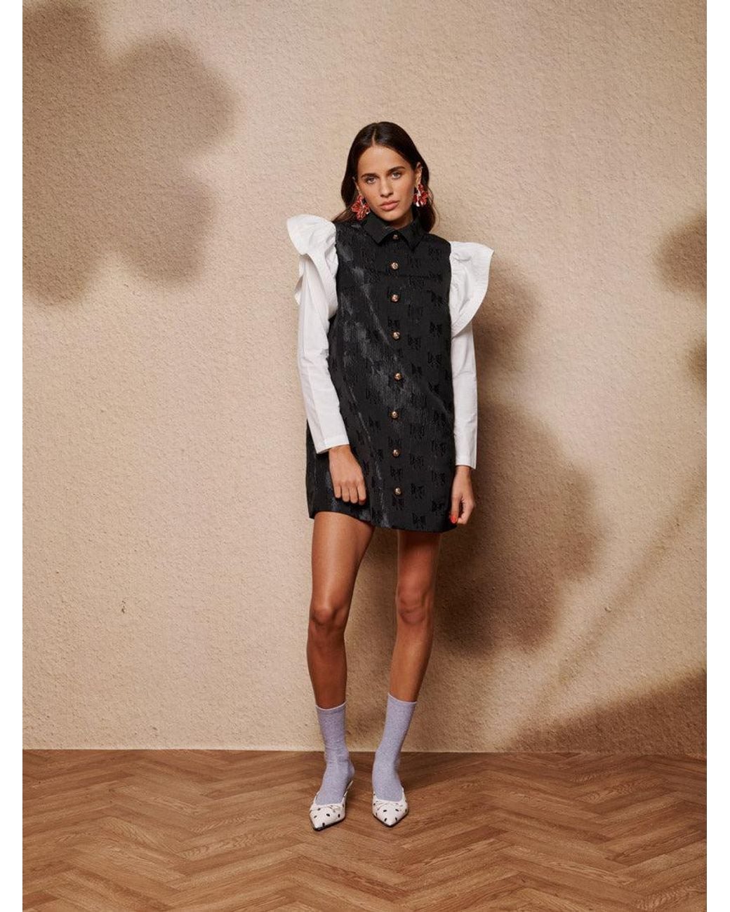 Sister Jane Black Afterglow Ruffle Mini Dress