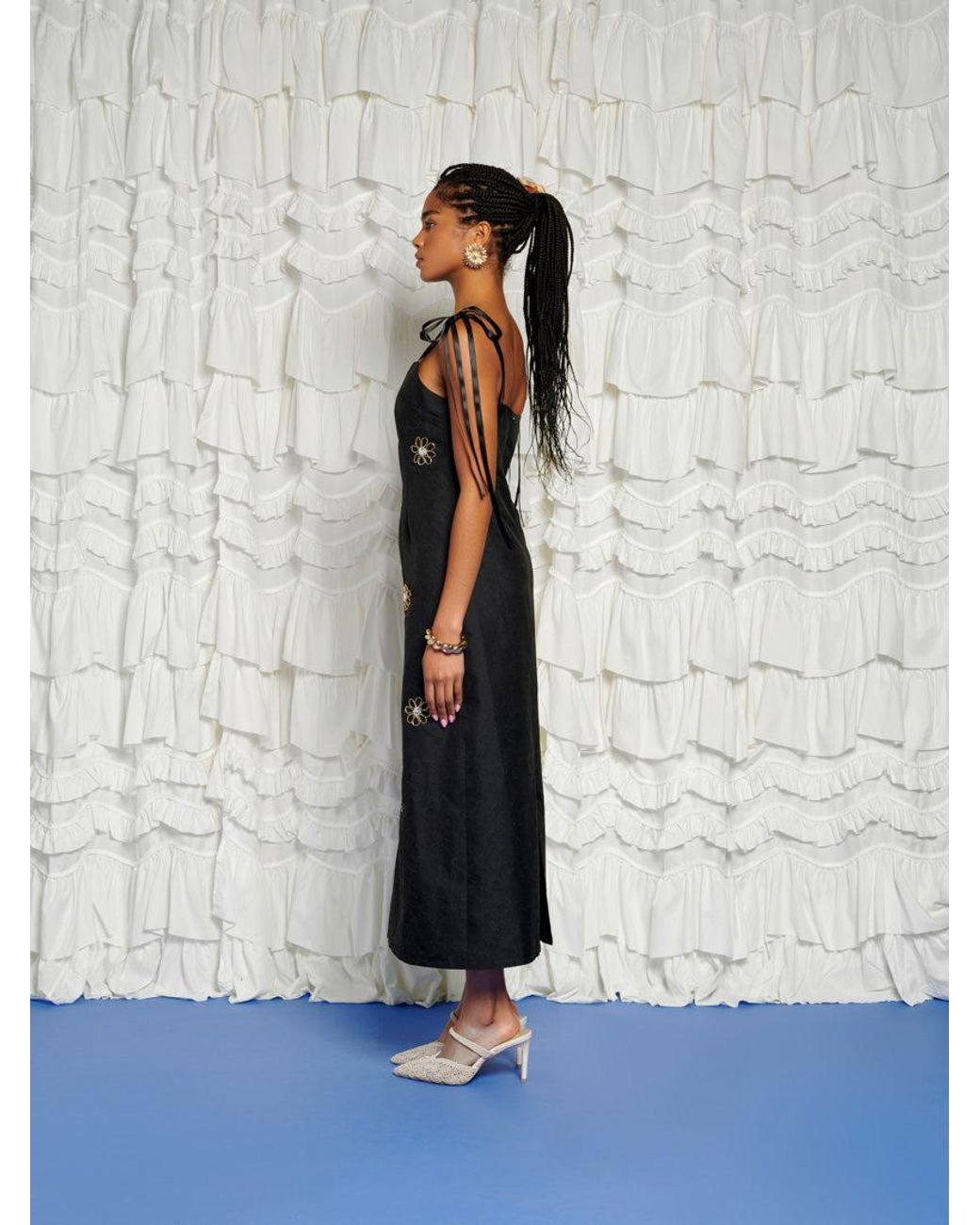 Sister Jane Gray Dream Sol De Noche Beaded Midi Dress