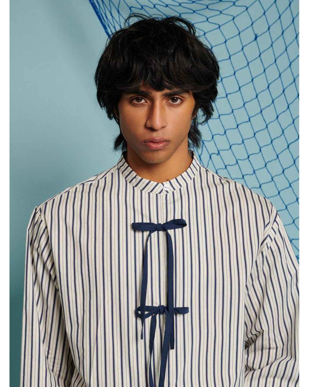 Sister Jane Blue Howard Stripe Bow Shirt
