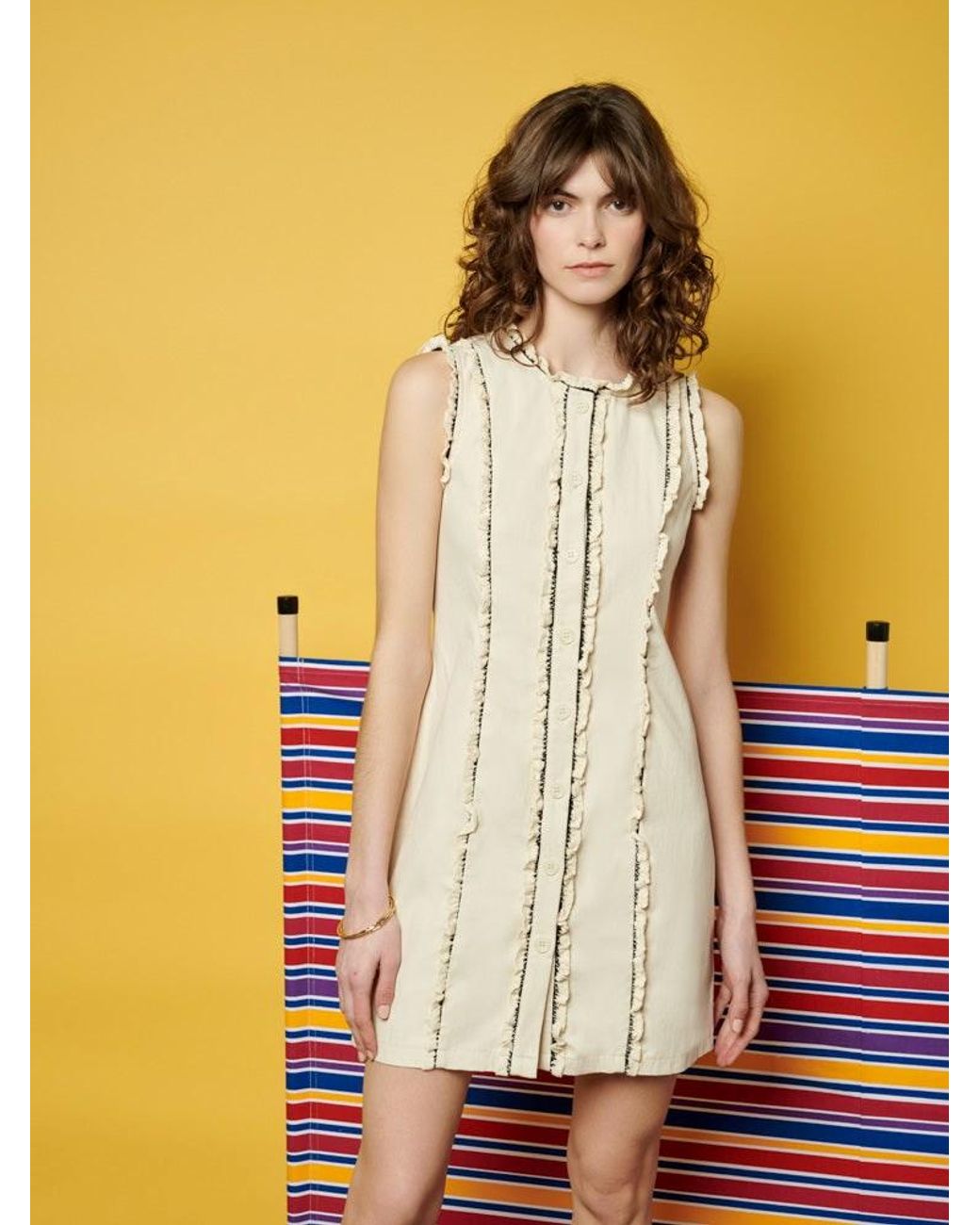 Sister Jane Yellow Ghospell Donna Trimmed Mini Dress