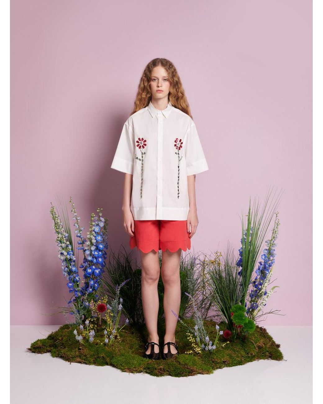 Sister Jane Red Chirp Scallop Shorts