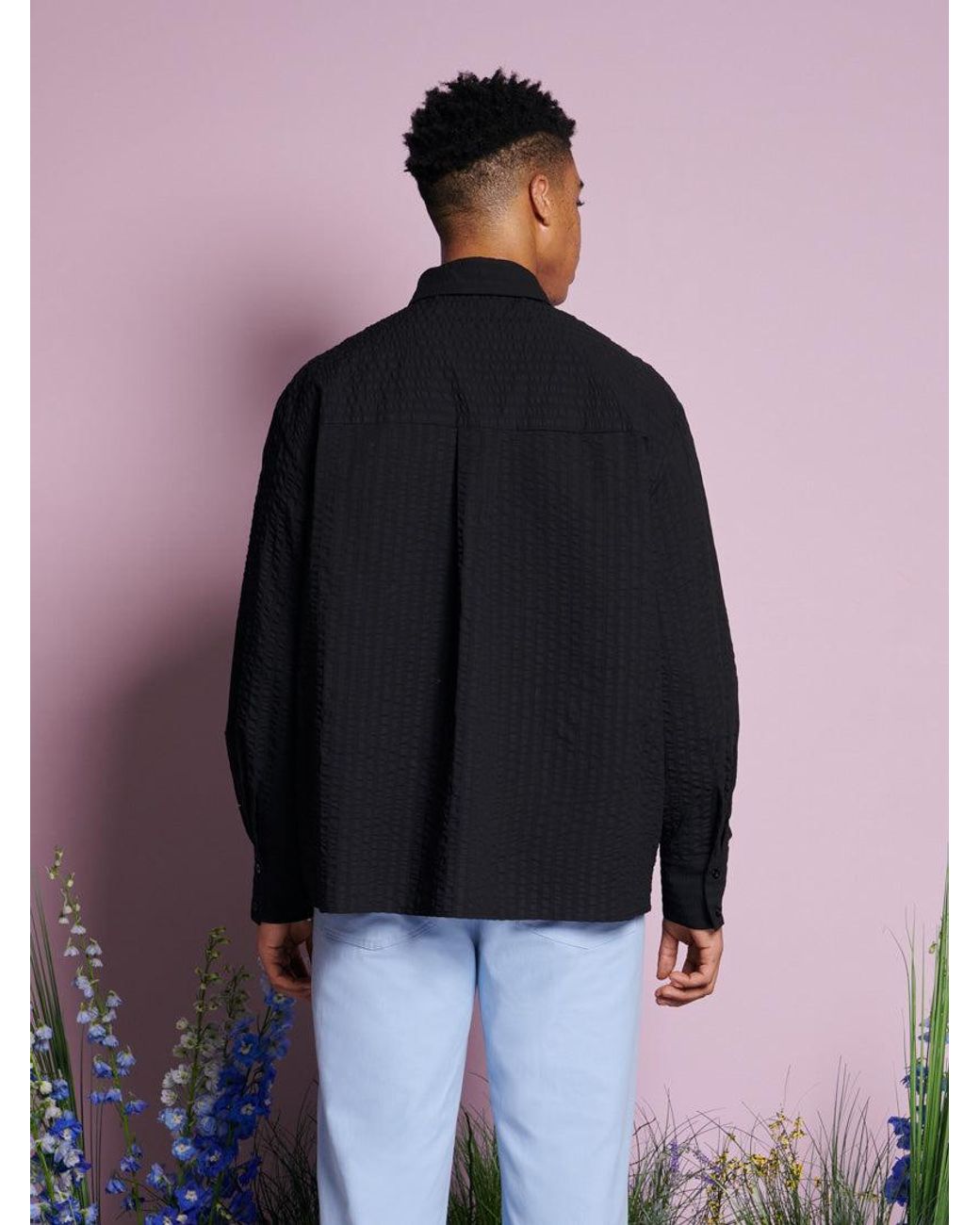Sister Jane Blue Dorie Crochet Trim Shirt