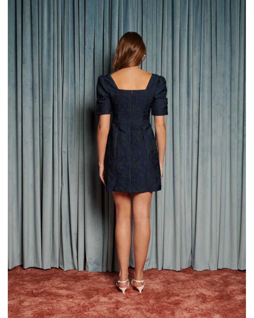 Sister Jane Gray Frame Jacquard Mini Dress