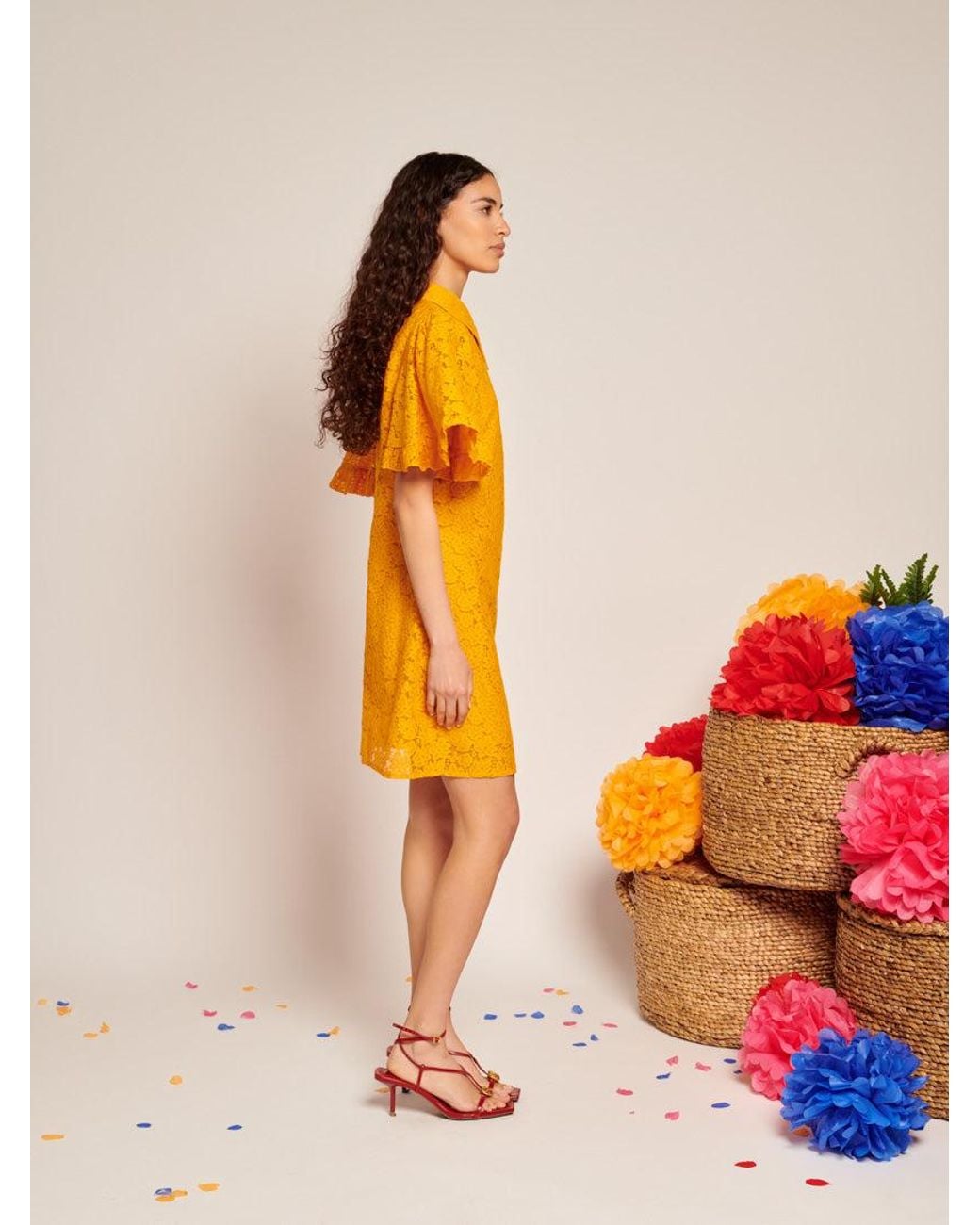 Sister Jane Orange Fuego Lace Mini Dress