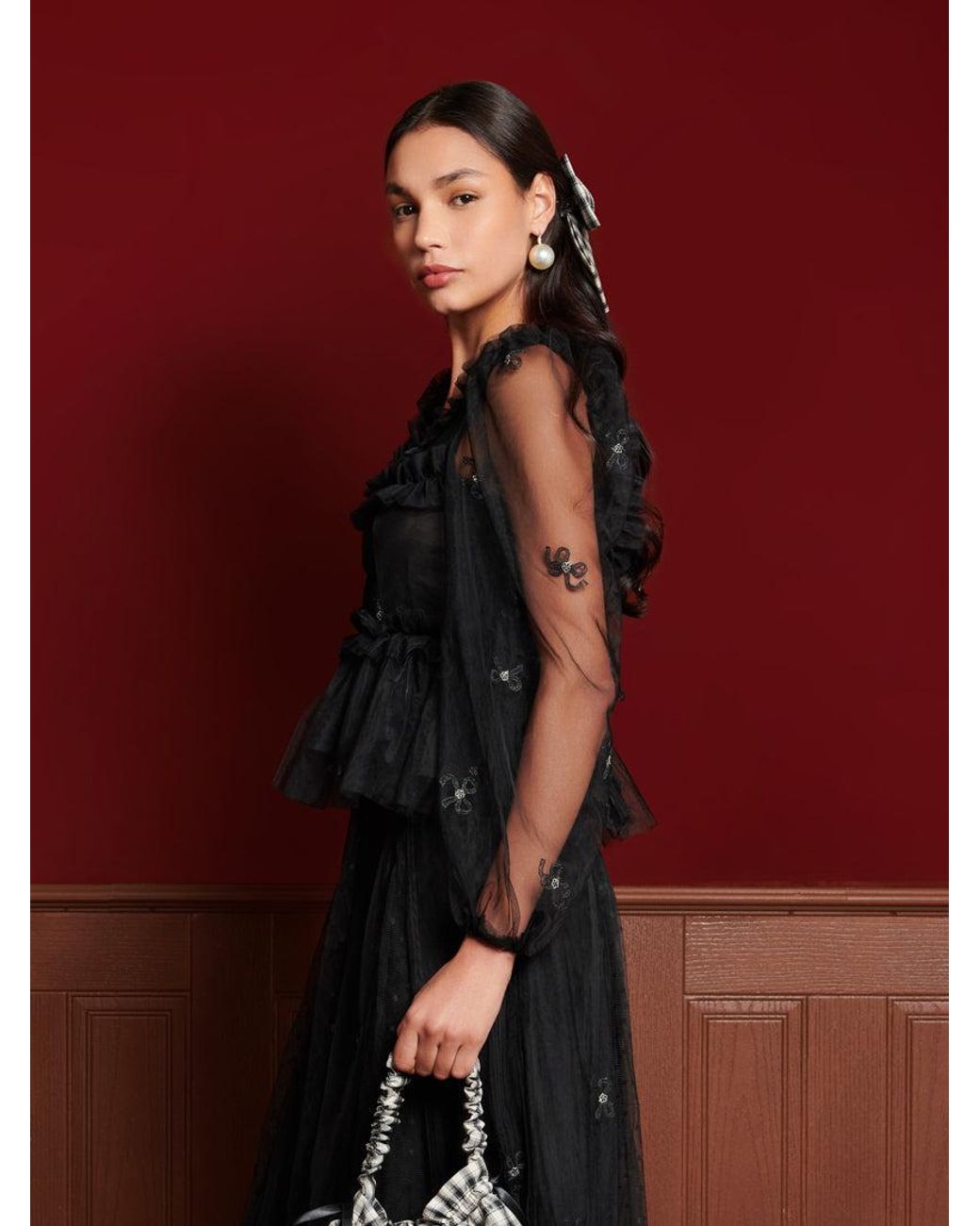 Sister Jane Red Dream Voyage Tulle Top