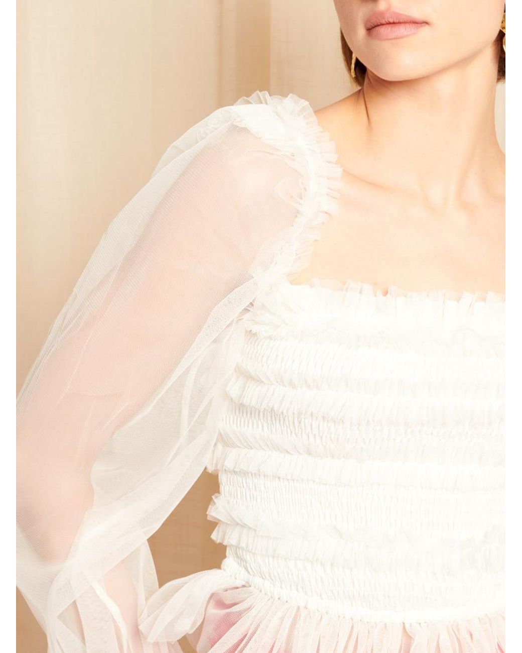 Sister Jane Red Dream Pigment Tulle Ruffle Top