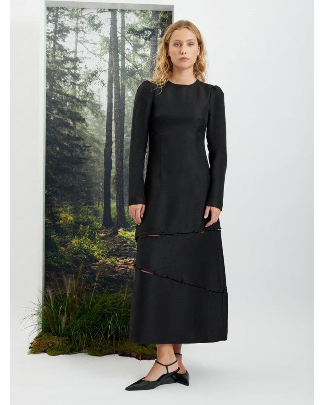 Sister Jane Black Ghospell Tabitha Button Up Midi Dress