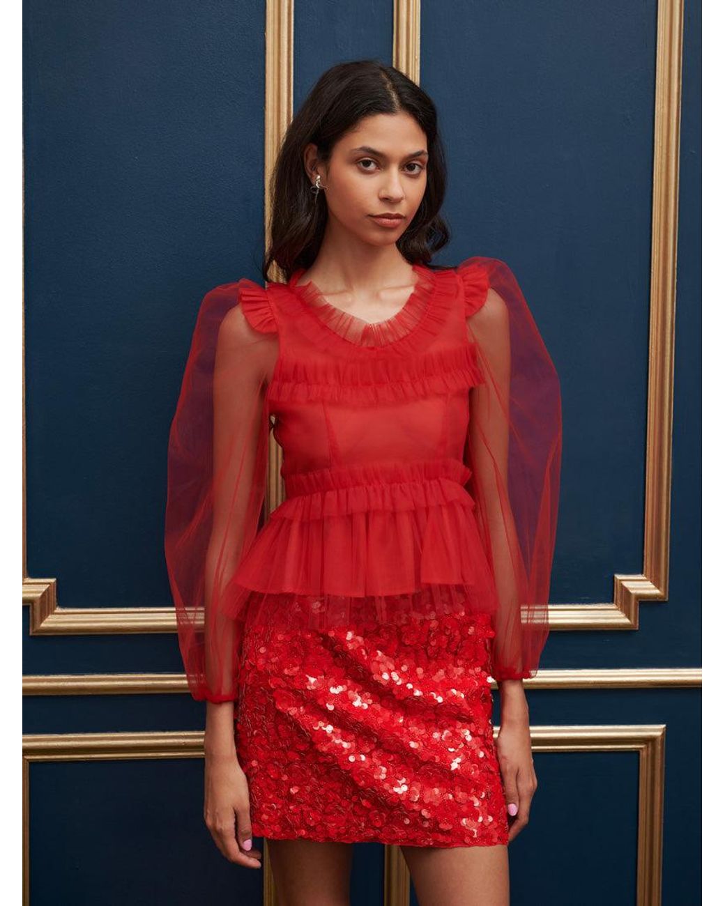 Sister Jane Red Dream Palace Tulle Bow Top