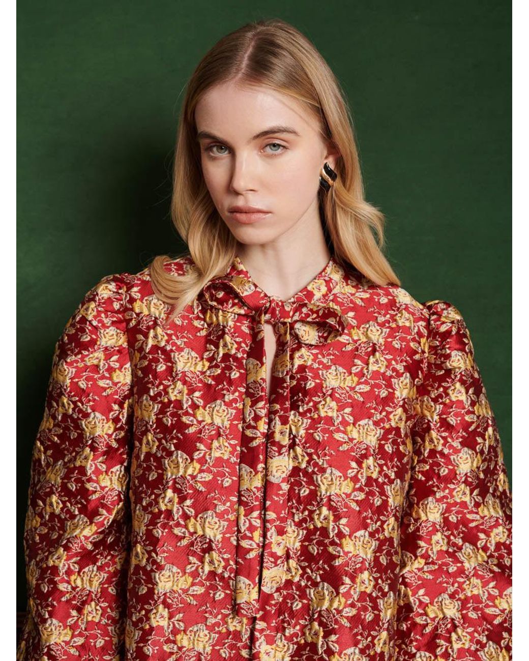 Sister Jane Red Odyssey Jacquard Mini Dress