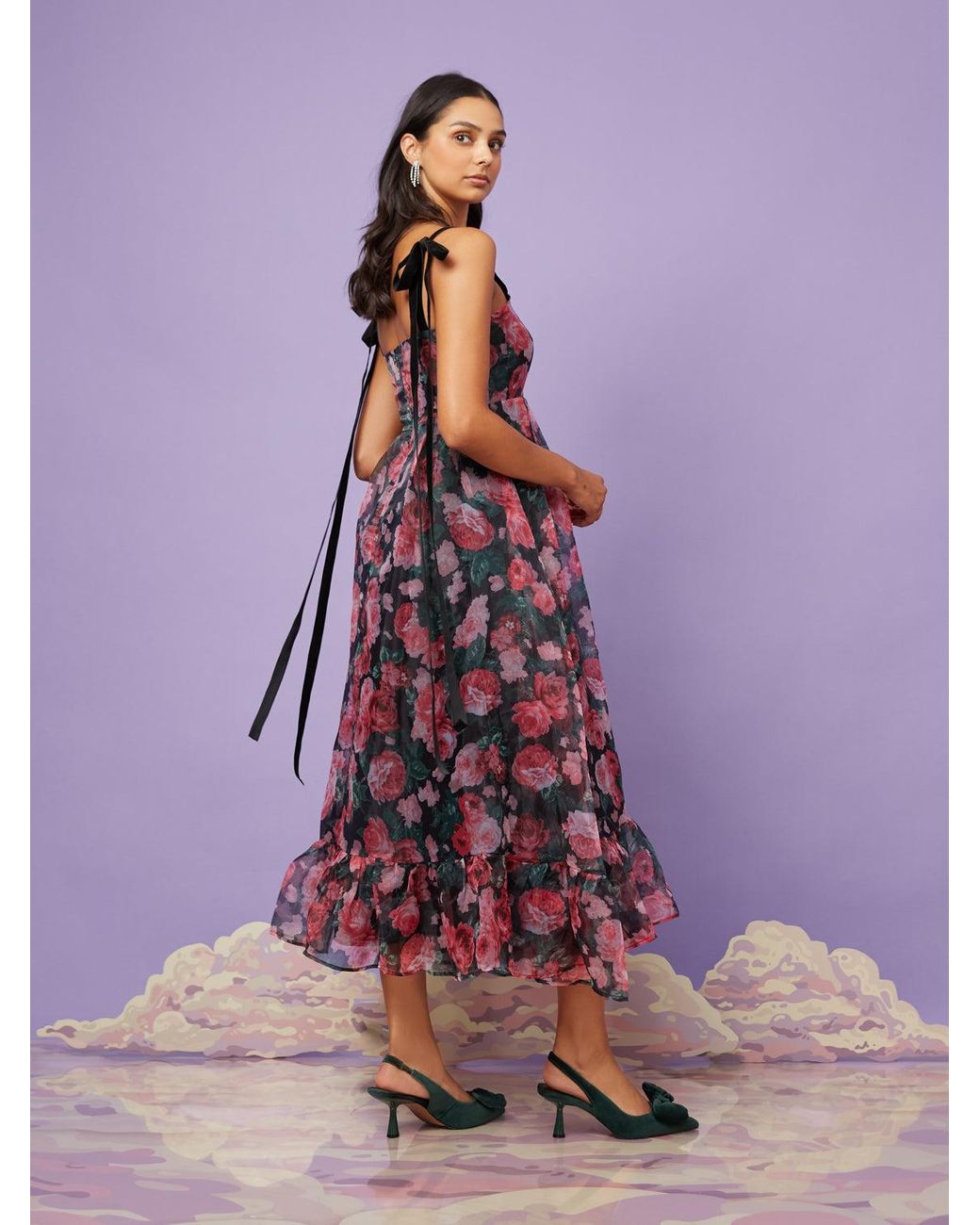 Sister Jane Tania Floral Organza Dress in Purple | Lyst
