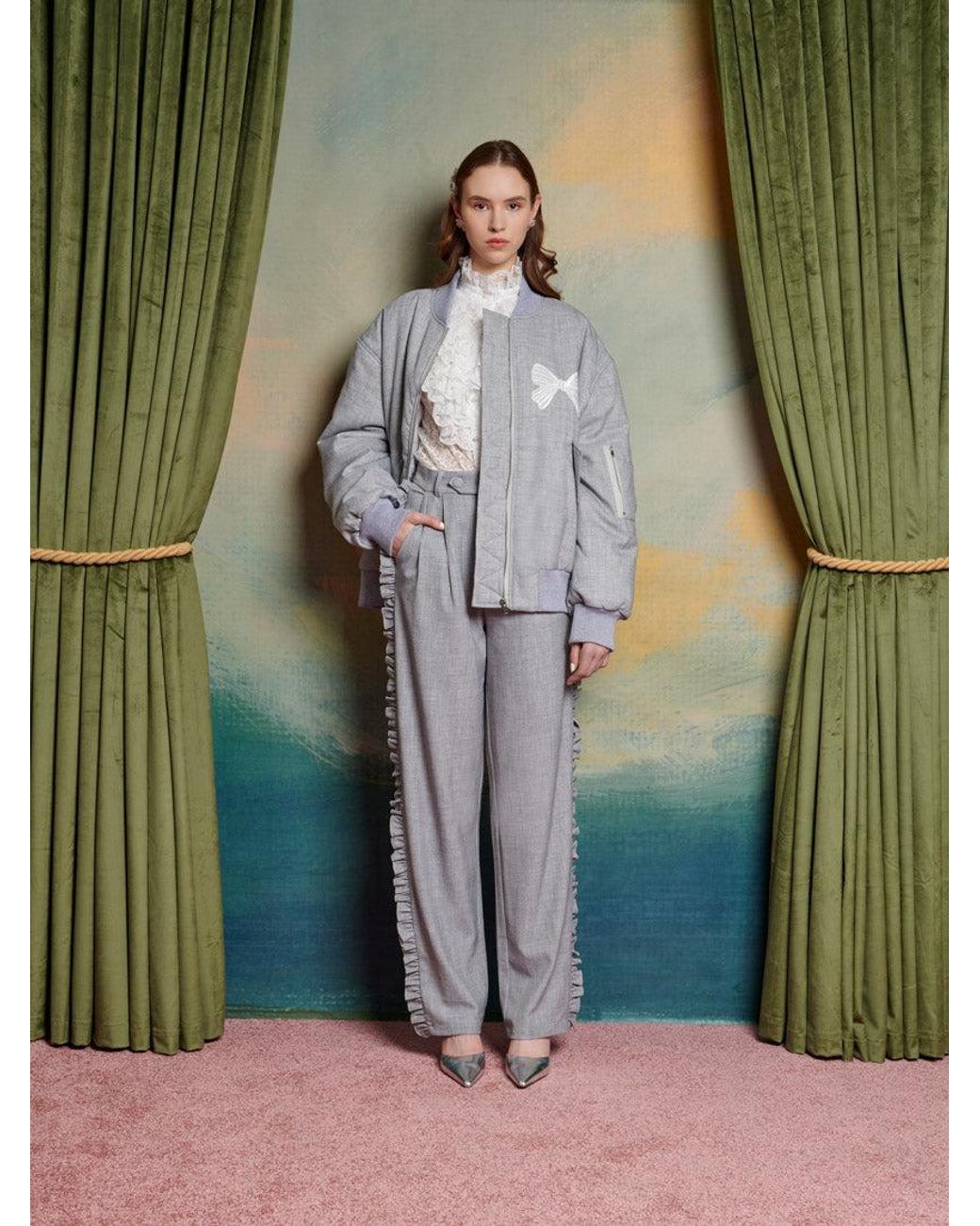Sister Jane Green Heron Bow Bomber Jacket