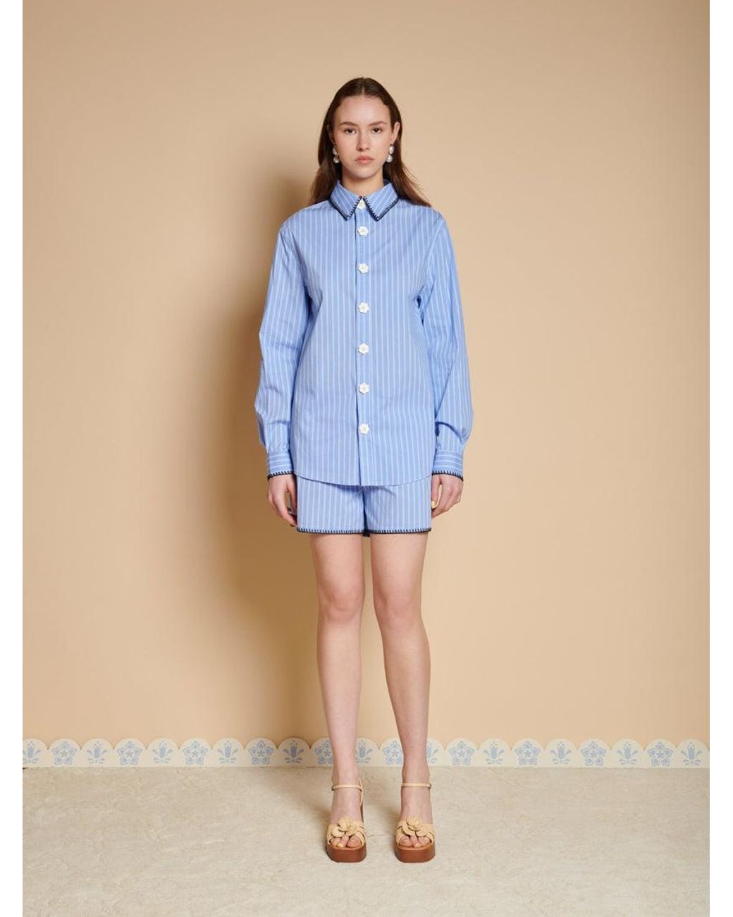Sister Jane Blue Isak Stripe Shorts
